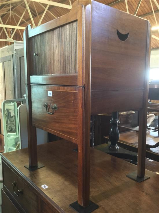 Mahogany bedside commmode, tambour door